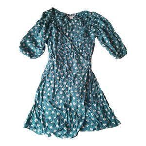 Billabong Teal Floral Wrap Dress
